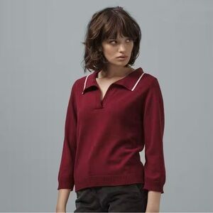 Brora Cashmere Collared Jumper 3/4 Sleeve Sweater Auburn Red Women’s 10US $445